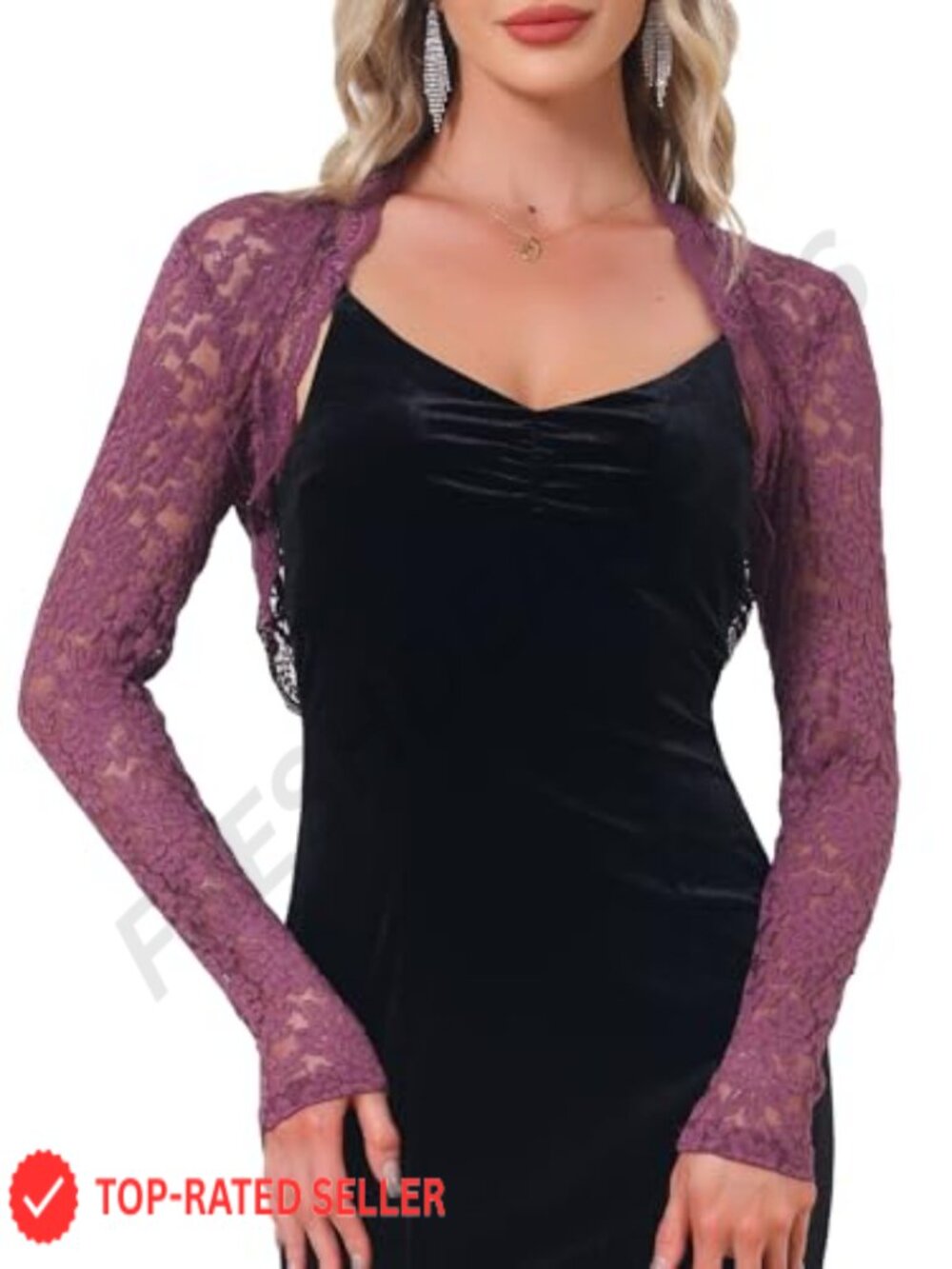 Floral Lace Bolero Shrug Women Long Sleeve Crop Cardigan
